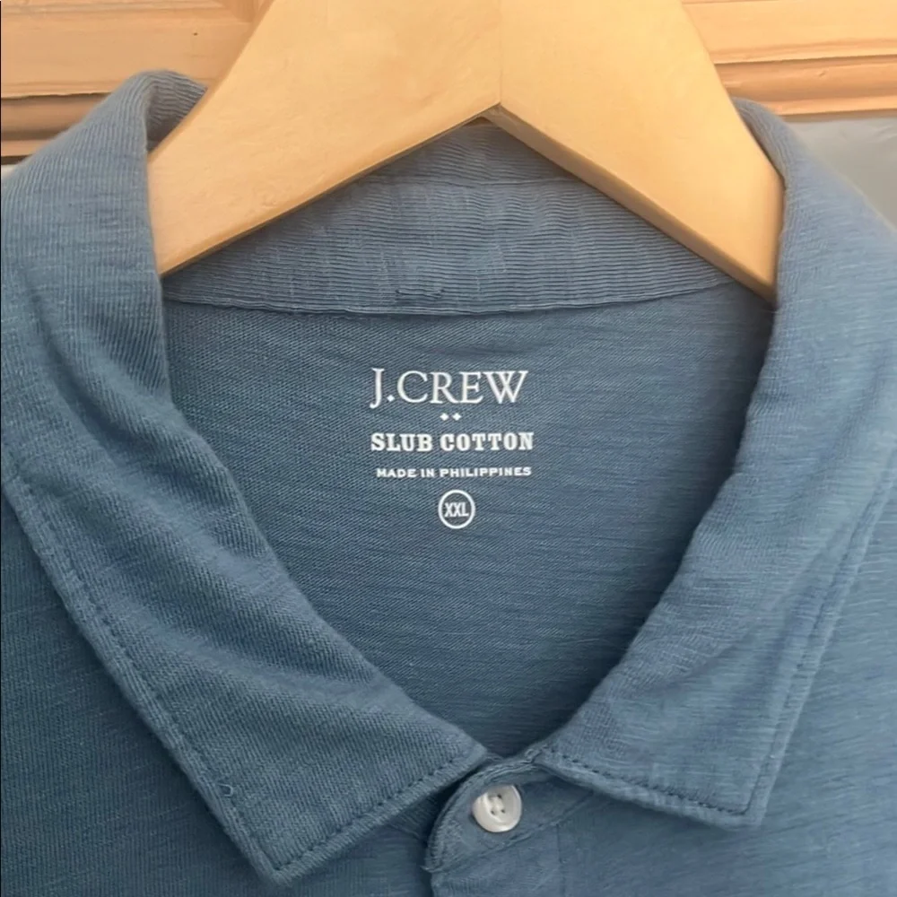 J. Crew Slub Cotton Blue Polo Shirt with Relaxed Fit XXL